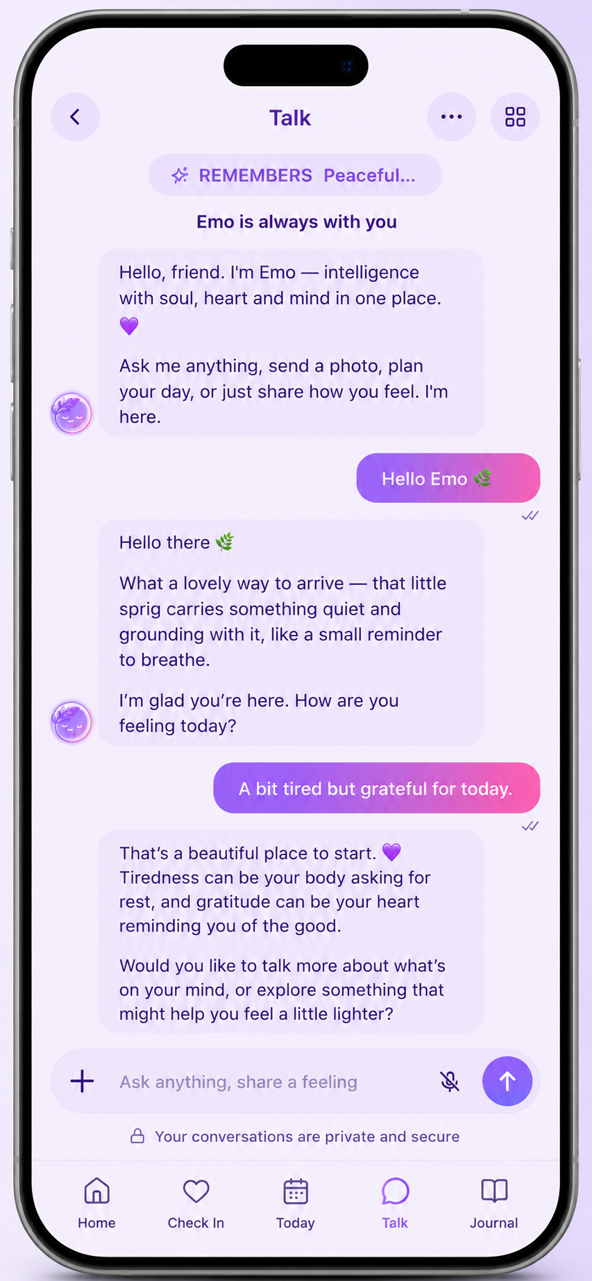 Sanctuary Talk to Emo screen