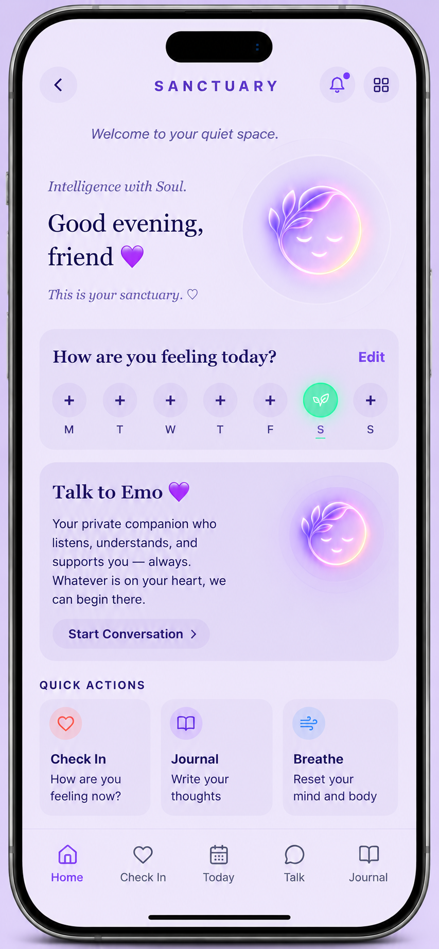 Sanctuary Home Screen screen